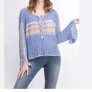 Free People Size XL Marina Bay Sunset Combo Open Weave Whimsical Sweater